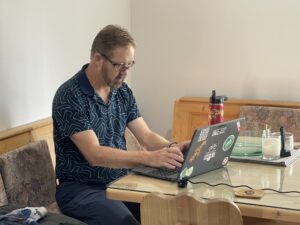 Founder working on a laptop