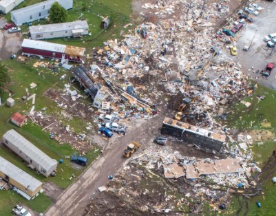 Cropped detail of the debris field